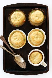1-hour Vegan Pot Pies! Topped with flaky, homemade vegan biscuits