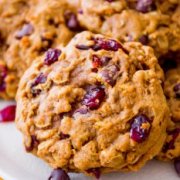 These are my favorite pumpkin cookies! Filled with oats, chocolate, and cranberries!